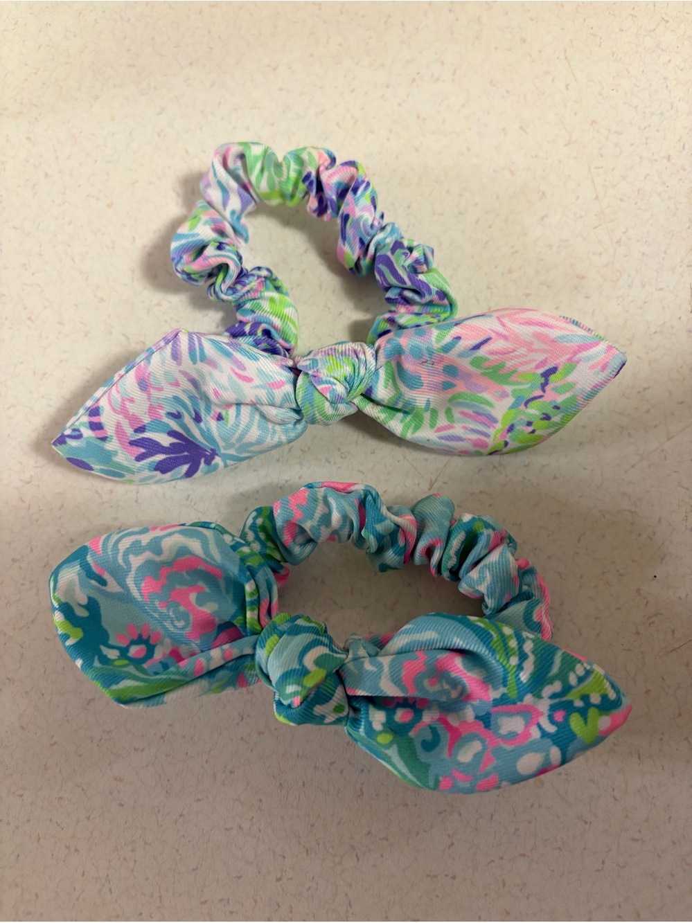 Lilly Pulitzer Floral Bow Scrunchie Hair Ties - Pink & Aqua